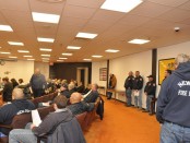 Members of the Newton Fire Department and the public, at the meeting on Monday night.