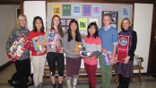 (left to right) Cassi Gerdsen, Director of Campus Photography, is joined by Blair Academy students Emily Choi, Alecia Mund, Emily Wan, Trang Duong, Christopher Berry-Toon, and Kaye Evans, Coordinator of Community Service.