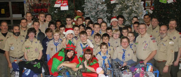 Sparta Boy Scout Troop 150 of Sparta shops for local families in need. Photo courtesy of the Sparta Boy Scout Troop 150.