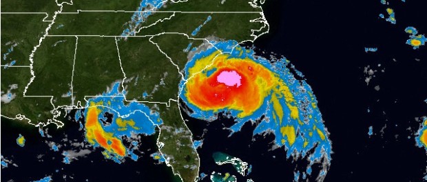 Tropical Storm Arthur, now being classified as Hurricane Arthur, in this image courtesy of Weather Underground.