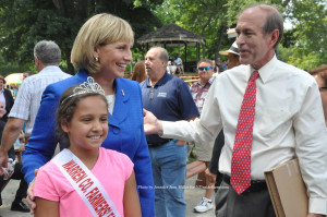 Warren County Fair Princess Gabrielle Martinez, age 10, with Acting Governor Kim Guadagno and Congressman Scott Garrett. Photo by Jennifer Jean Miller.