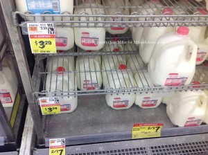 Recent sale prices on milk at Pathmark. Photo by Jennifer Jean Miller.