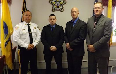 (Pictured L-R) Sheriff Michael F. Strada, Sheriff’s Officer Mark Williams, Sheriff’s Officer Mark Peer, and Sheriff’s Officer Stephen Peterson. Photo courtesy of the Sussex County Sheriff's Office.