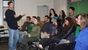 Chris Ciaffa talks to students at SCCC. Photo courtesy of SCCC.