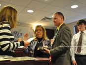 Alison Littell McHose sworn in as Franklin Borough Administrator with her family. Photo by Jennifer Jean Miller.