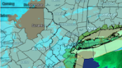 Weather radar from Jan. 26. The green band along the coastline denotes areas where the Blizzard Warning is in effect. Image courtesy of Weather Underground.