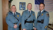 Newly retired Sparta Police Officer Lt. Joseph Schetting (center) pictured with Lt. John Paul Beebe (left) and Lt. Neil Spidaletto (right). Photo courtesy of the Sparta Police Department..