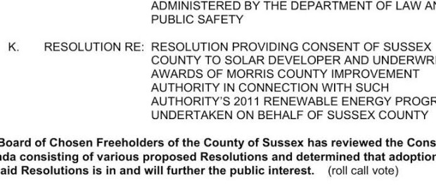 The Solar Project on the agenda for the Sussex County Freeholders on Oct. 26, 2011. Courtesy of the County of Sussex.
