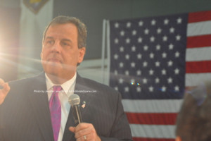 Governor Chris Christie as he speaks during his introduction. Photo by Jennifer Jean Miller.