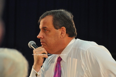 Governor Chris Christie listens intently during the town hall event. Photo by Jennifer Jean Miller.