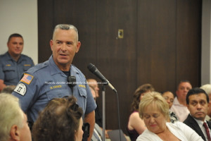 Special Officer Raul Couce addresses the group at the reorganization event. Photo by Jennifer Jean Miller.