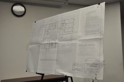 The site plan for the current Camp Iliff property, which will transform into three separate uses for one business; daycare, buffet restaurant and dollar store. Photo by Jennifer Jean Miller. 
