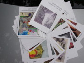 The artists' artwork cards. Photo courtesy of the Center for Prevention and Counseling.