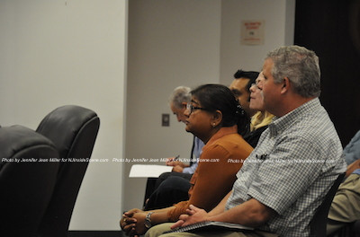 Mittal Patel listens intently during the hearing. Photo by Jennifer Jean Miller.