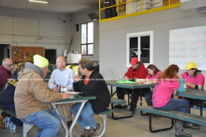 Volunteers for the clean up event enjoyed a pizza luncheon at the end of the morning. Photo by Jennifer Jean Miller.
