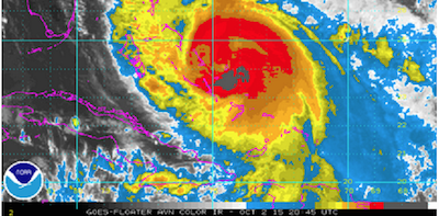 A satellite image of Hurricane Joaquin around 5 p.m. on 10/2. Image courtesy of WeatherWorks