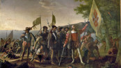 The Landing of Christopher Columbus in a painting by John Vanderlyn. United States Public Domain Image.