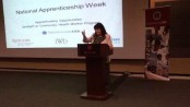Patricia Moran, executive director of Workforce Development and Economic Opportunity for the state Labor Department, delivering remarks at the National Apprenticeship Week event held at Rutgers University’s Busch Campus Center. Image courtesy of the New Jersey Department of Labor.