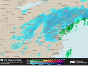 The regional weather map tracking the blizzard, courtesy of the Weather Underground.